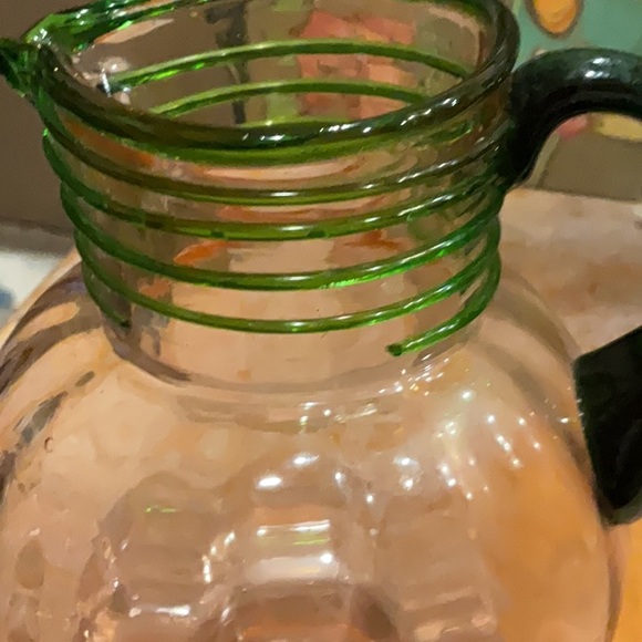 Gorgeous art deco colorful clear glass pitcher - Picture 8 of 8